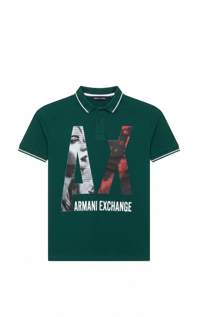 ARMANI EXCHANGE Enchanted Emerald Tailored Fit Short Sleeve Piqué Polo Shirt