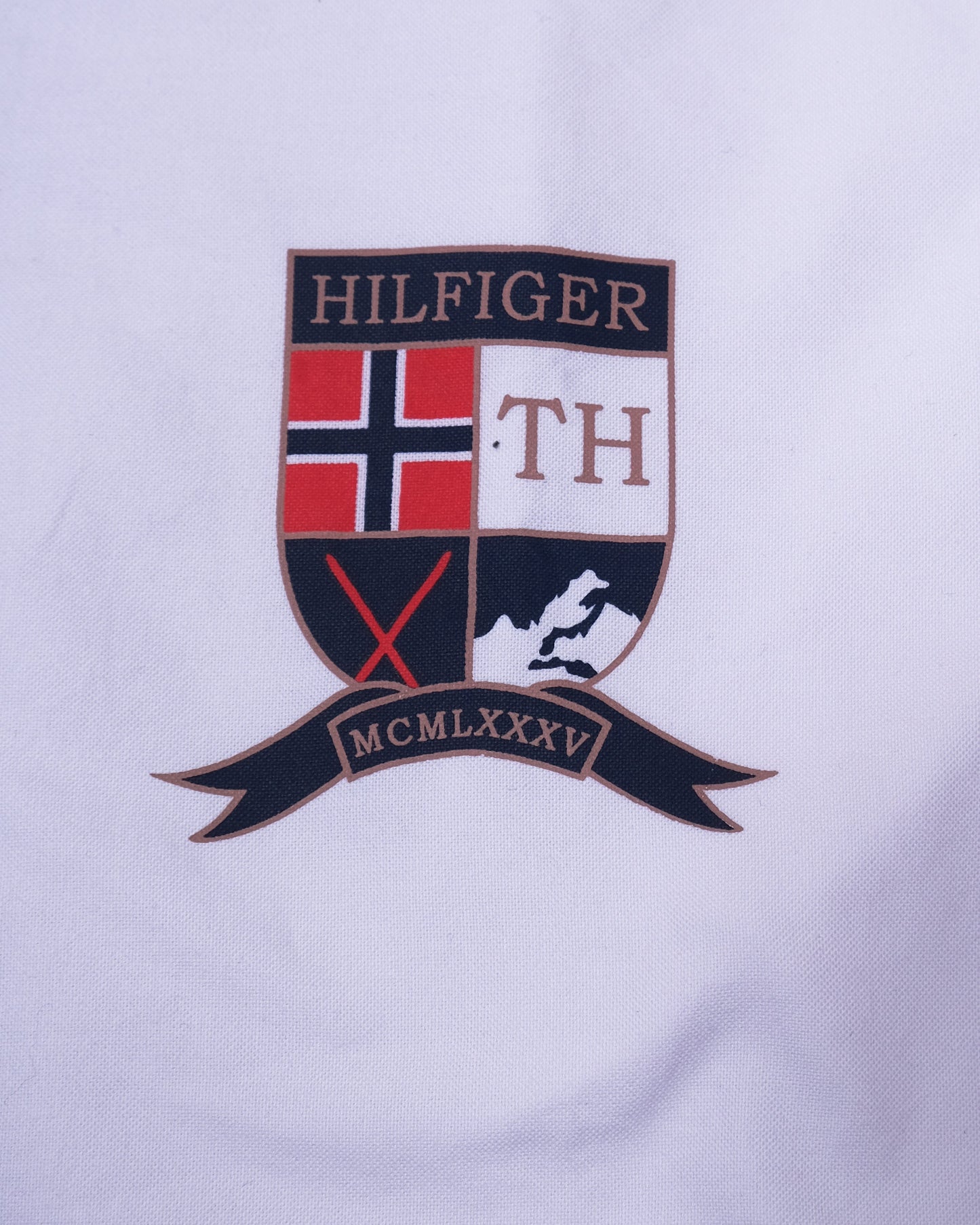 TOMMY HILFIGER White Oxford Crest Embroidery Long Sleeve Shirt