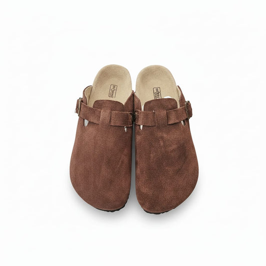 BIRKENSTOCK Rustic Mahogany Timeless Suede Clog with Buckle