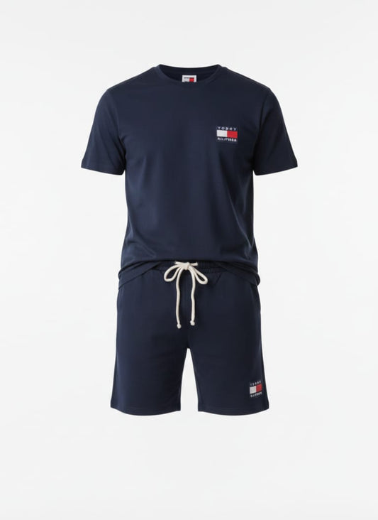 TOMMY HILFIGER Deep Aqua Luxe Fit Short Sleeve Lounge Set