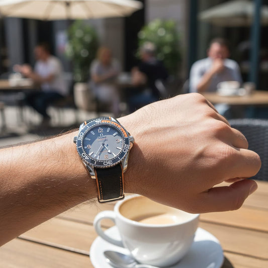 OMEGA Radiant Coral Diver's Watch with Midnight Slate and Ember Strap (IMPORTED)