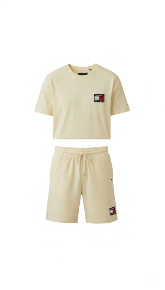 TOMMY HILFIGER Radiant Lemonade Easy Fit Cropped T-Shirt and Shorts Ensemble