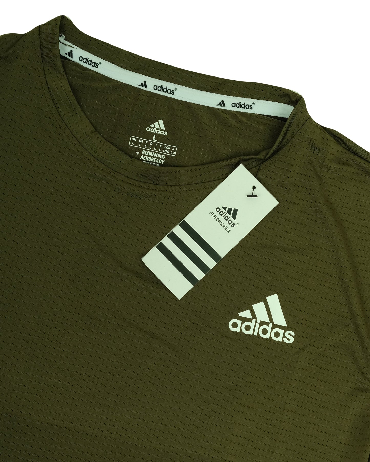 ADIDAS Olive Green Badge of Sport Performance Short Sleeve T-shirt