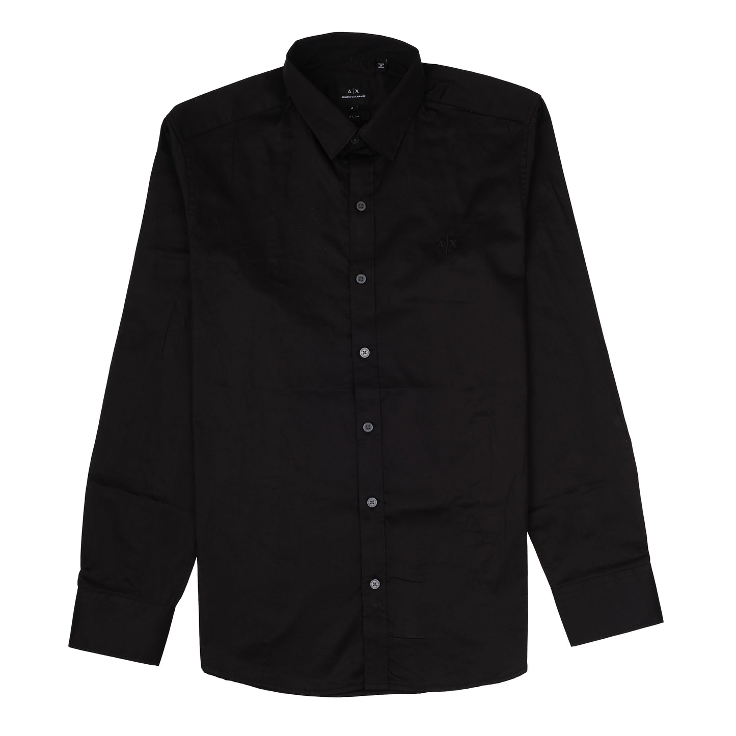 ARMANI EXCHANGE Black Classic Logo Long Sleeve Cotton Shirt