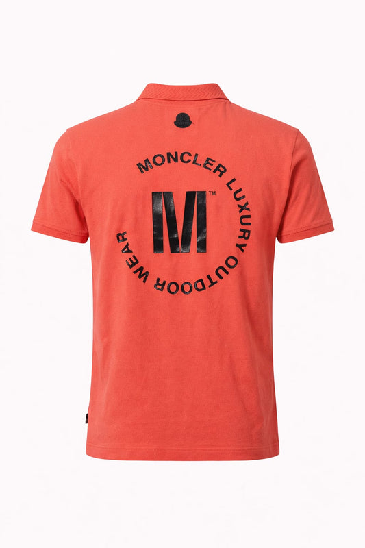 MONCLER Luminous Coral Tailored Fit Short Sleeve Piqué Polo Shirt