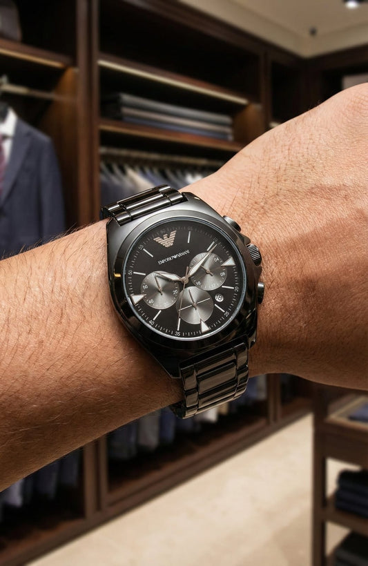 EMPORIO ARMANI Obsidian Twilight Elegant Chronograph Watch