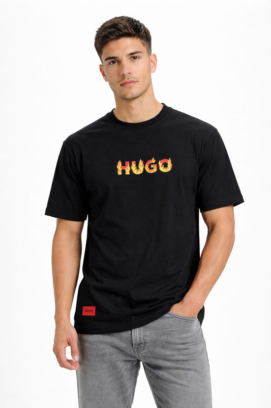 HUGO BOSS Flame Graphic Drop Shoulder T-Shirt