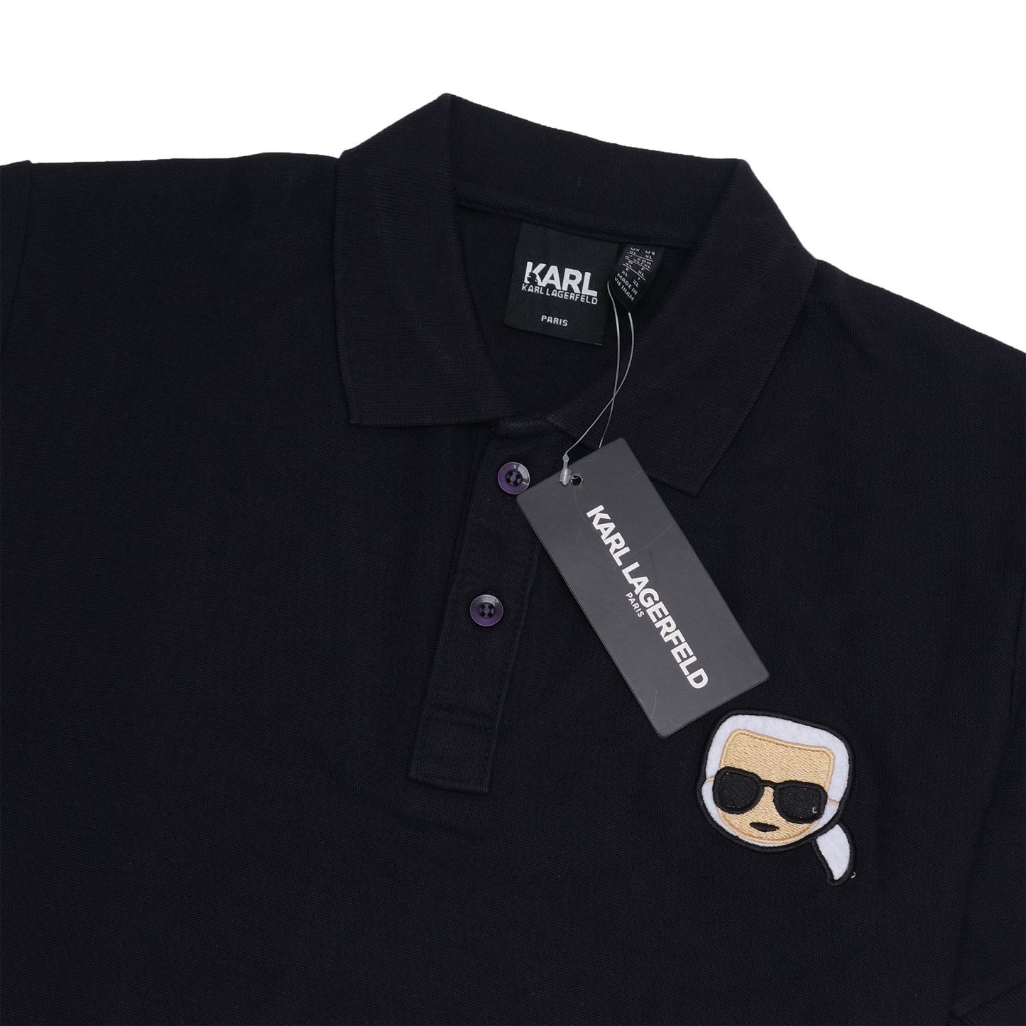KARL LAGERFELD Midnight Noir Slim Fit Iconic Embroidered Polo Shirt