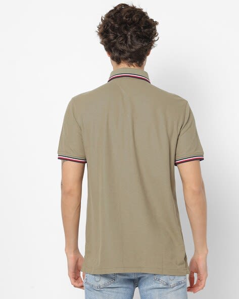 TOMMY HILFIGER Khaki Green Classic Fit Pique Polo Shirt