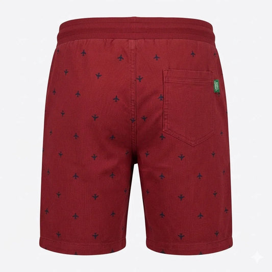 SUPERDRY Blazing Crimson Relaxed Fit Aeronautical Print Shorts