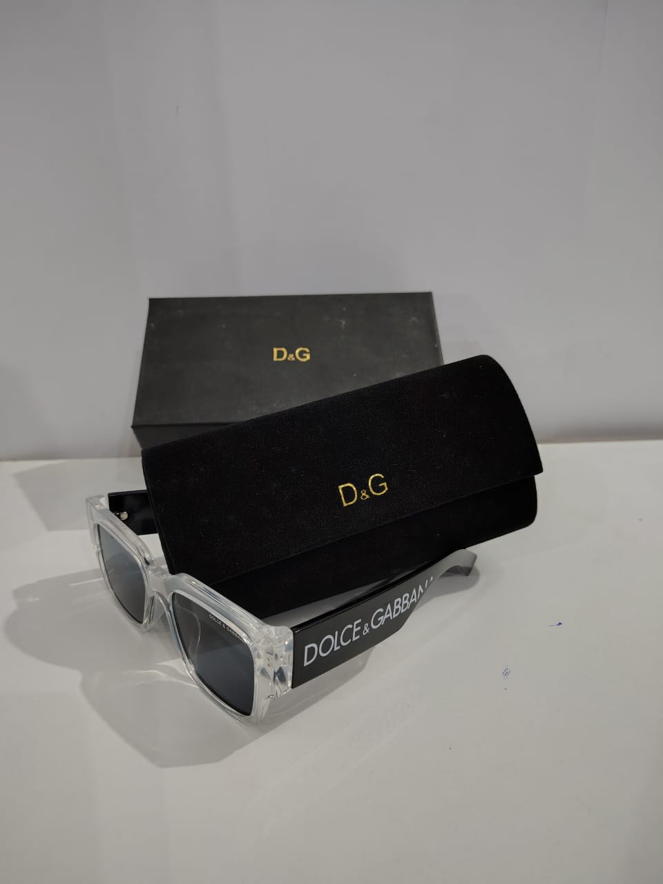 D&G DOLCE & GABBANA Clear Frame Sunglasses with Case