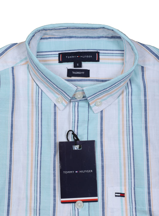 TOMMY HILFIGER Serene Aqua Tailored Fit Long Sleeve Button-Up Shirt