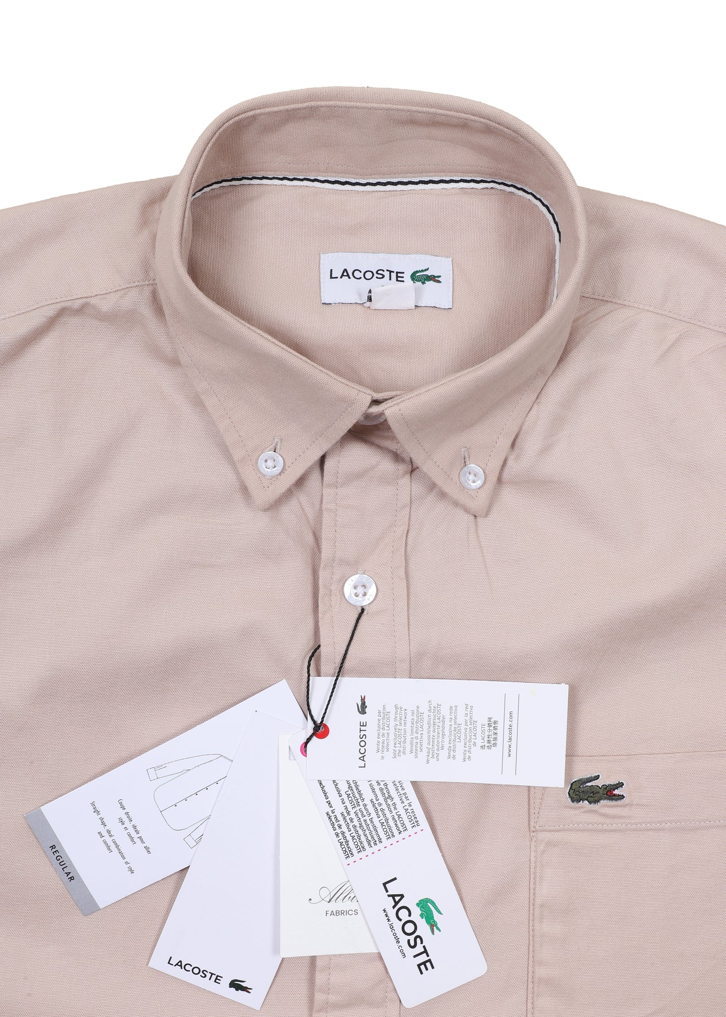 LACOSTE Whispering Almond Classic Fit Long Sleeve Button-Down Shirt