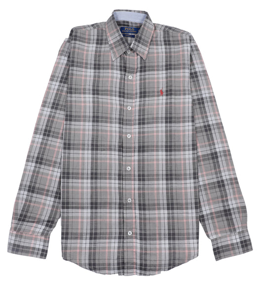 POLO RALPH LAUREN Whispering Blush Custom Fit Long Sleeve Plaid Button-Up Shirt