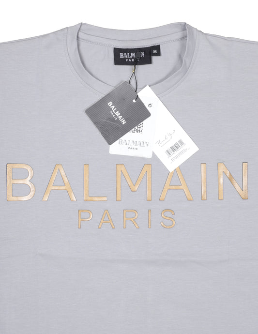 BALMAIN Paris Logo Tee in Light Grey