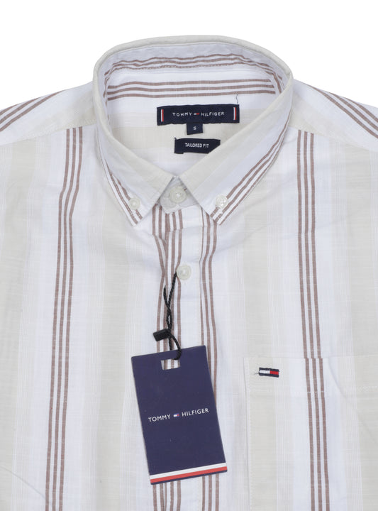 TOMMY HILFIGER Serene Pearl Tailored Fit Long Sleeve Striped Button-Up Shirt