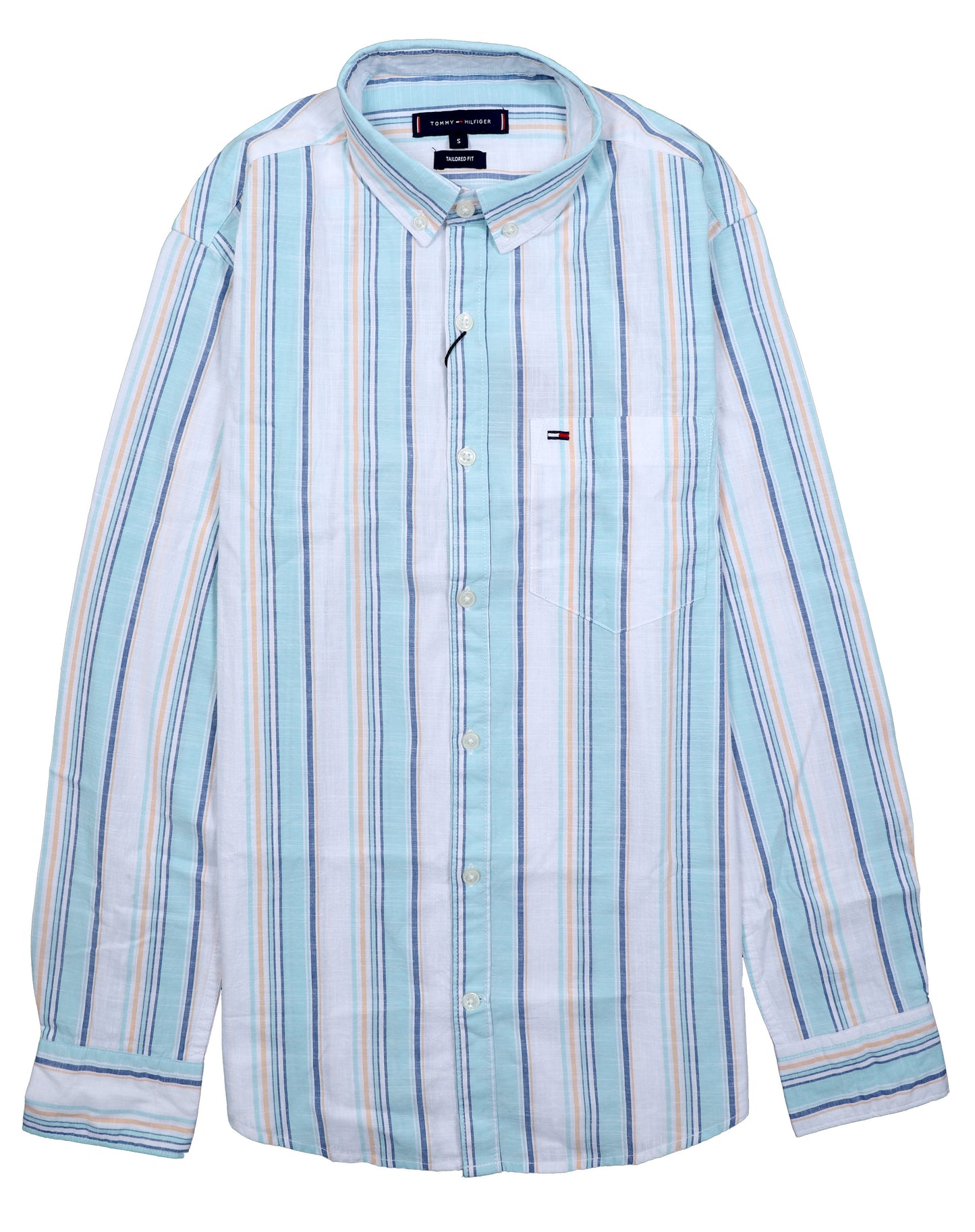 TOMMY HILFIGER Serene Aqua Tailored Fit Long Sleeve Button-Up Shirt