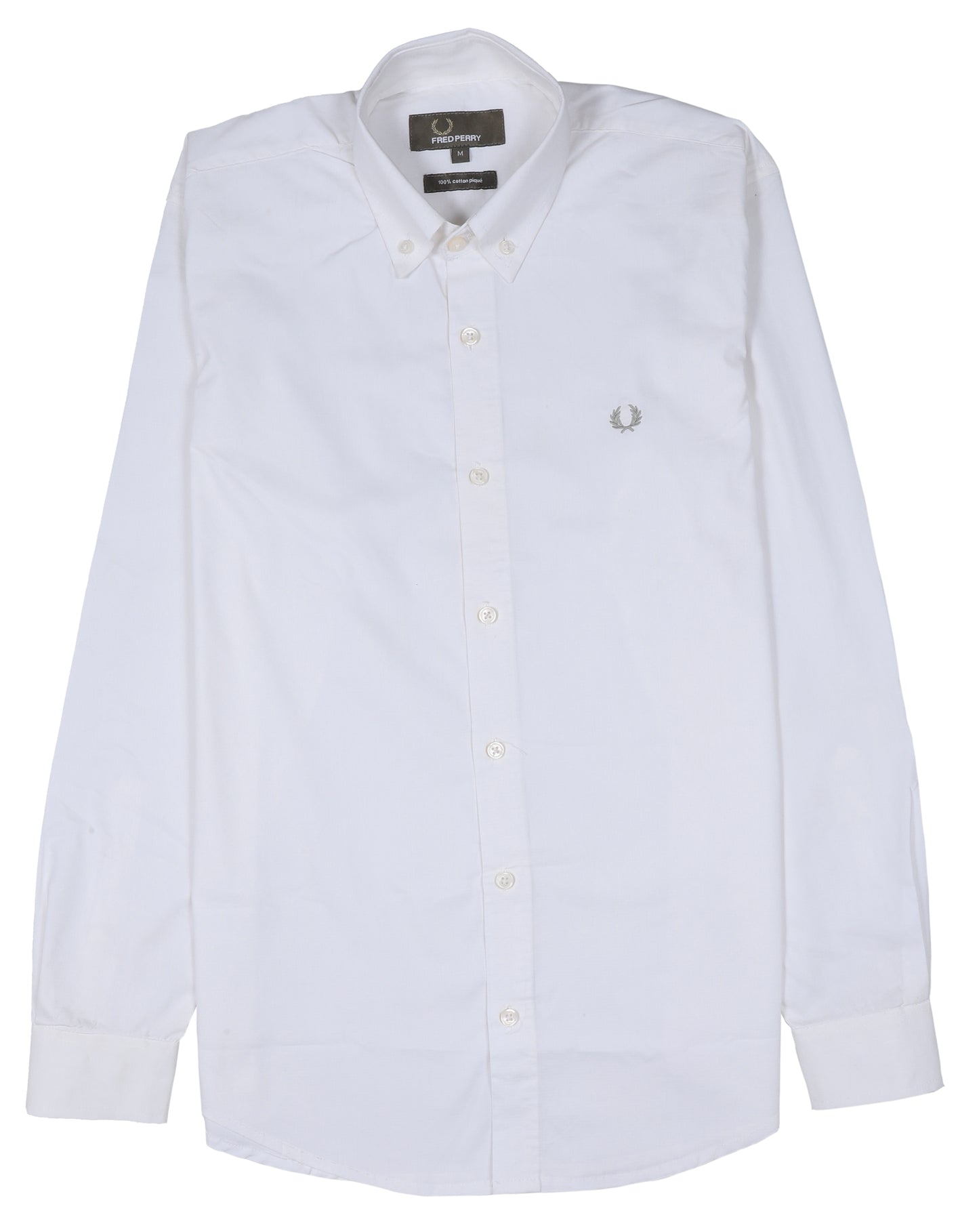 FRED PERRY Pure Pearl Tailored Fit Long Sleeve Cotton Shirt