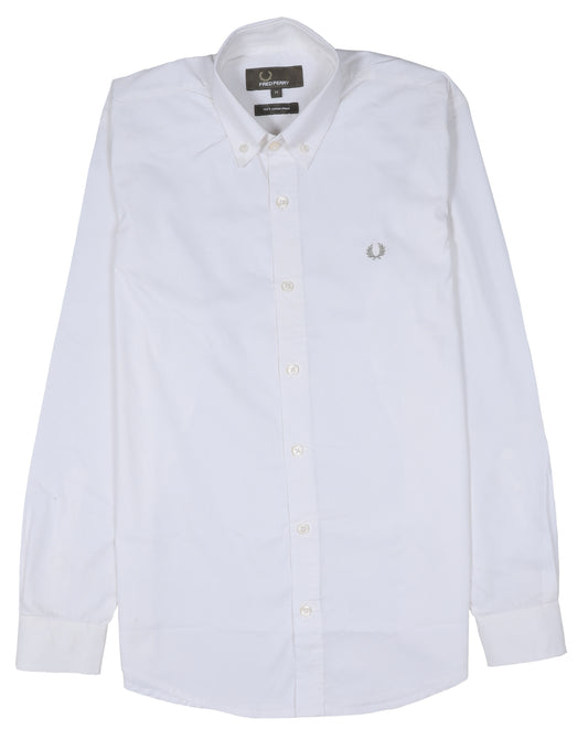 FRED PERRY Pure Pearl Tailored Fit Long Sleeve Cotton Shirt