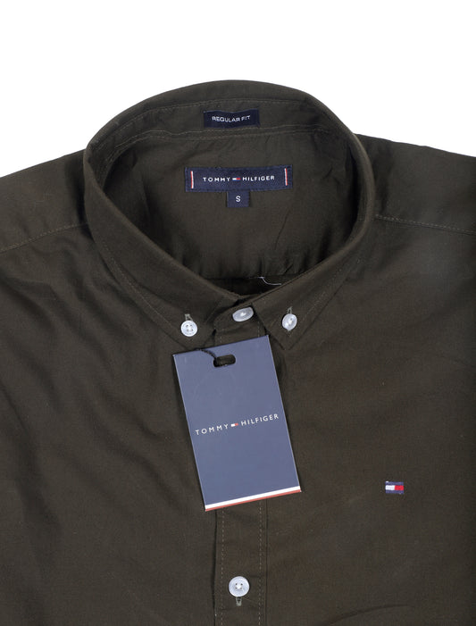 TOMMY HILFIGER Enchanted Olive Regular Fit Long Sleeve Button-Down Shirt