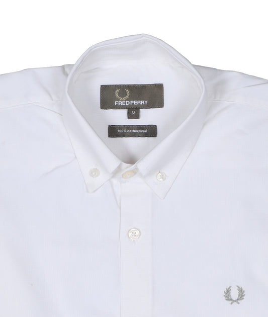FRED PERRY Pure Pearl Tailored Fit Long Sleeve Cotton Shirt