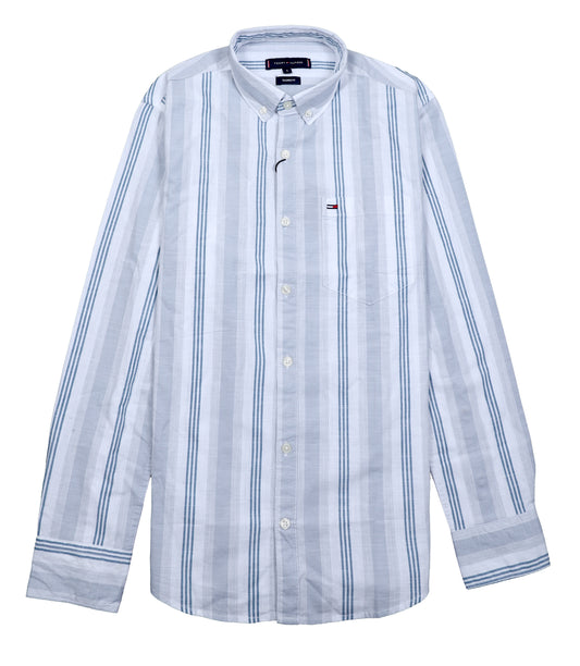 TOMMY HILFIGER Serene Aqua Tailored Fit Long Sleeve Button-Up Shirt
