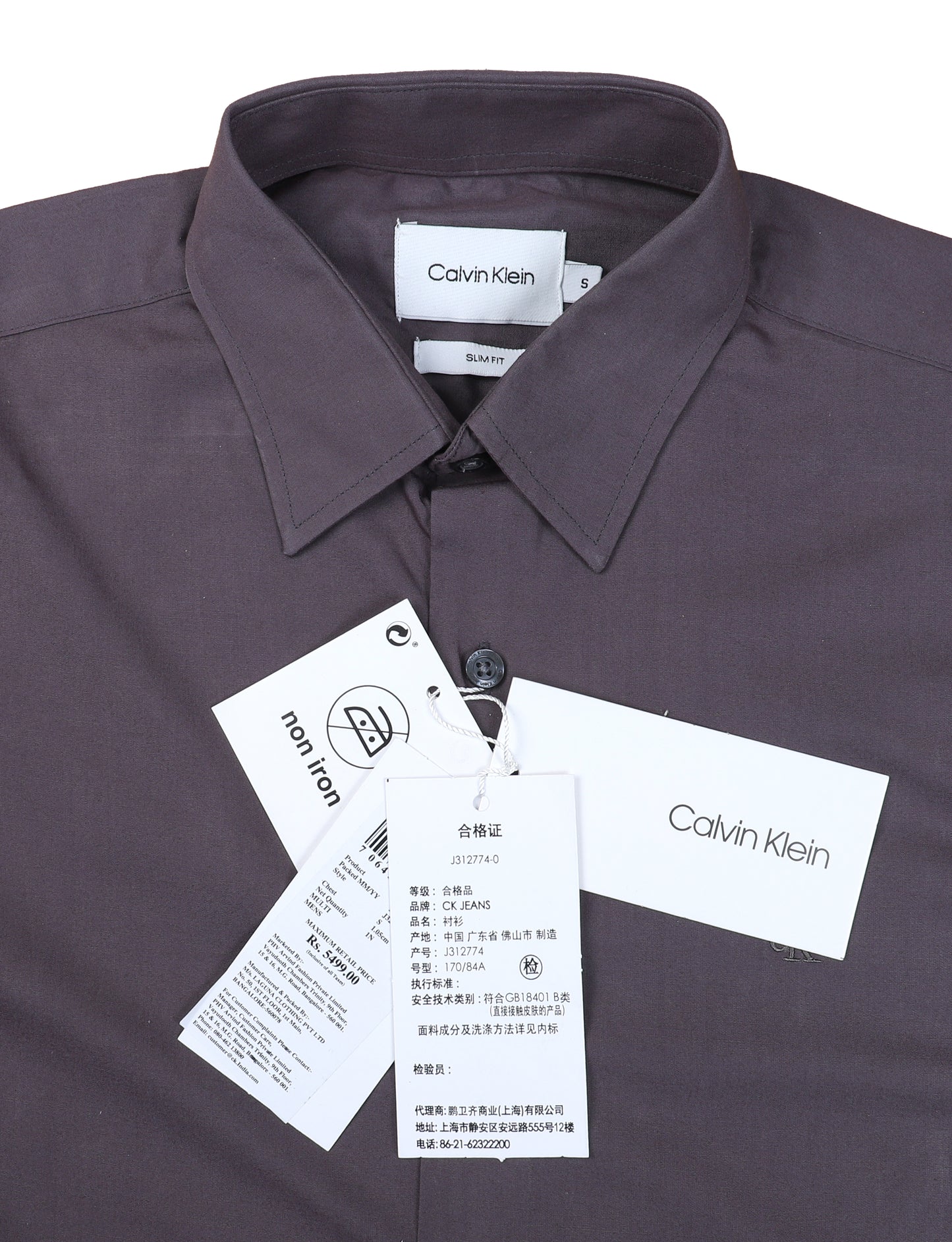 CALVIN KLEIN Enchanted Plum Tailored Fit Long Sleeve Dress Shirt