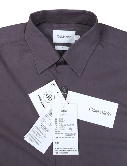 CALVIN KLEIN Enchanted Plum Tailored Fit Long Sleeve Dress Shirt