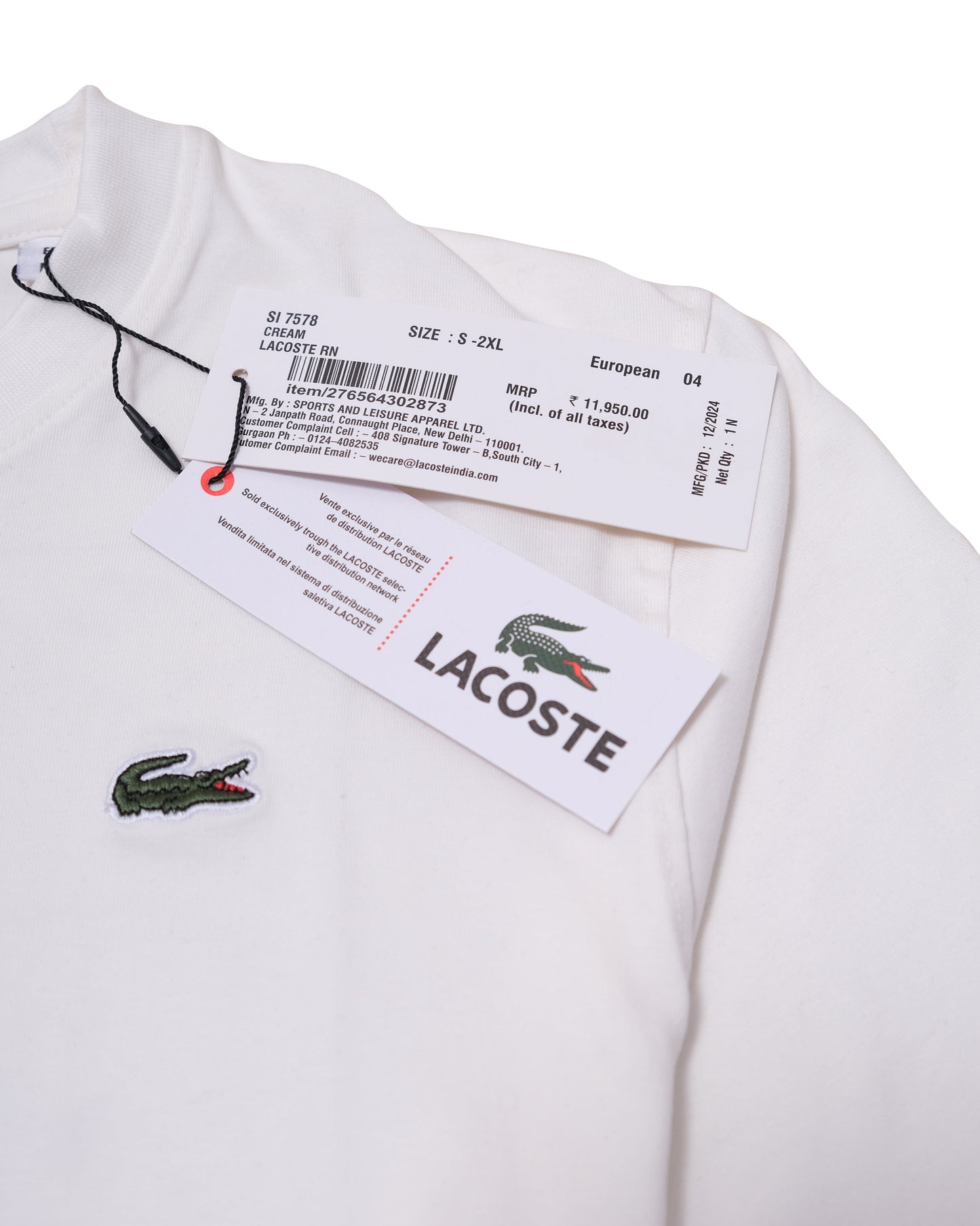 LACOSTE White Classic Fit Surfing Croc Graphic T-shirt