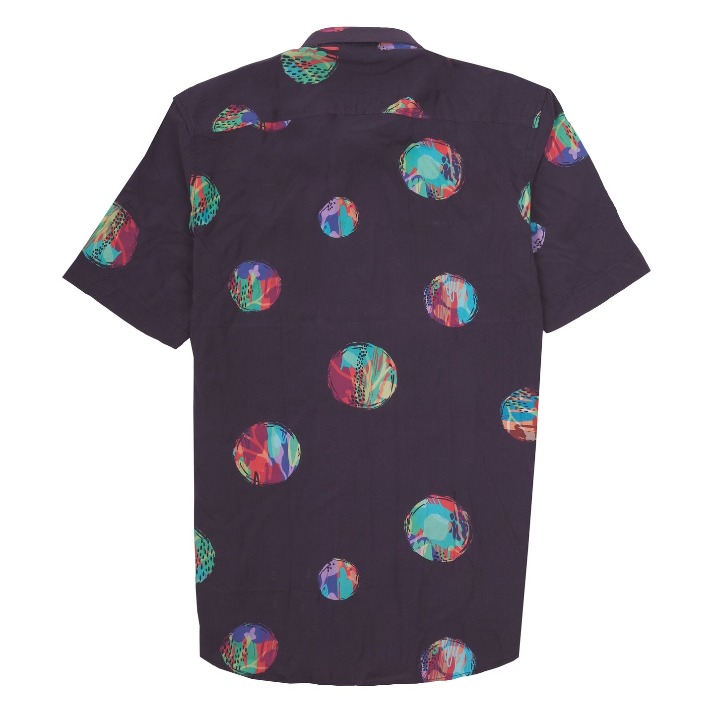 ZARA Black Abstract Multicolor Orb Print Short Sleeve Shirt