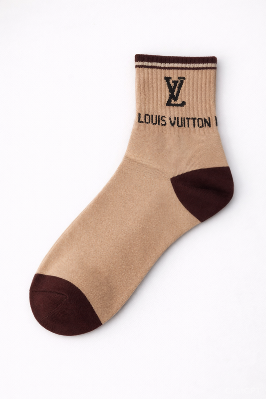 LOUIS VUITTON Dune Beige Premium Blend Ankle Socks