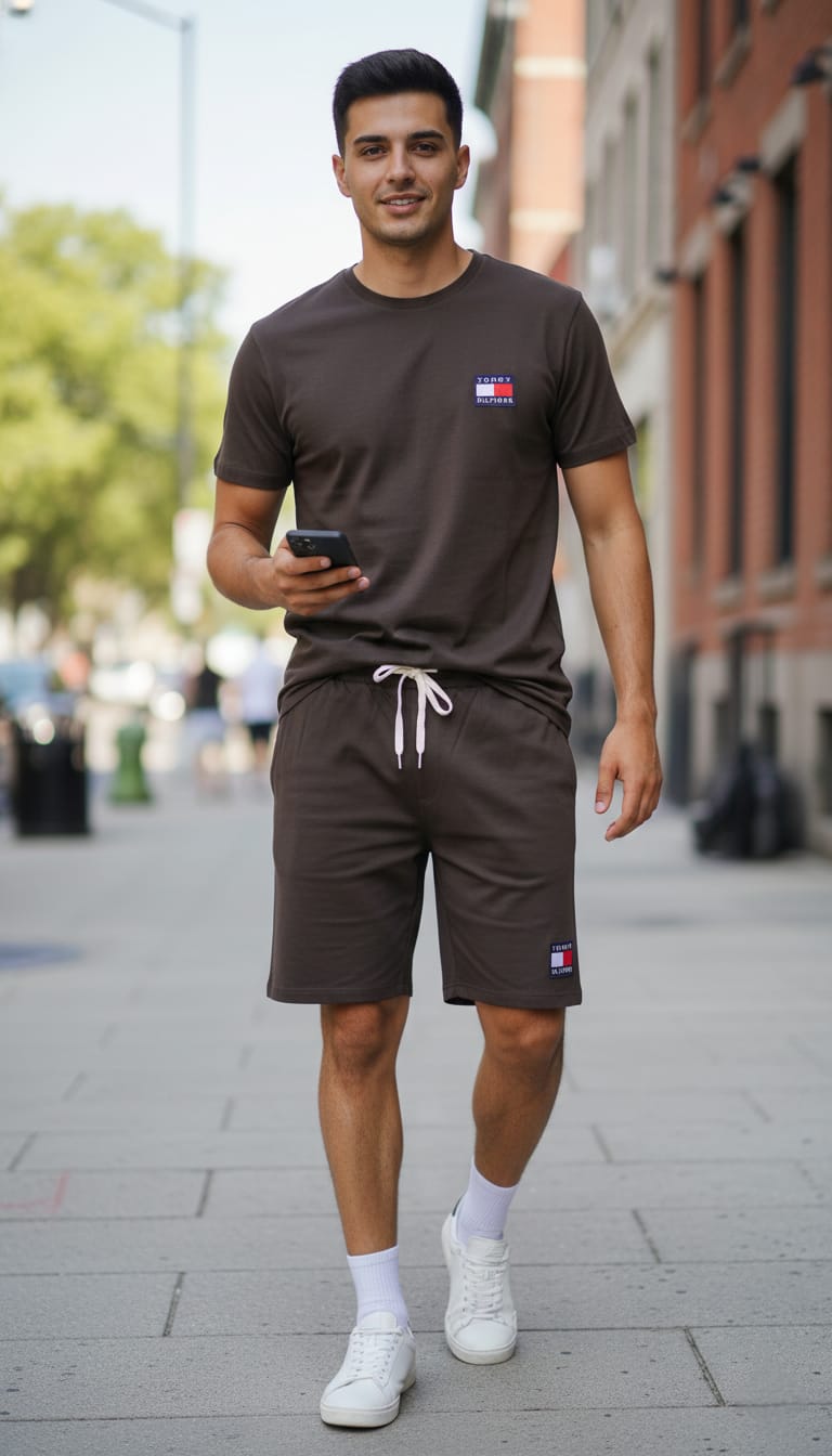 TOMMY HILFIGER Rustic Chestnut Relaxed Fit Short Sleeve Lounge Set