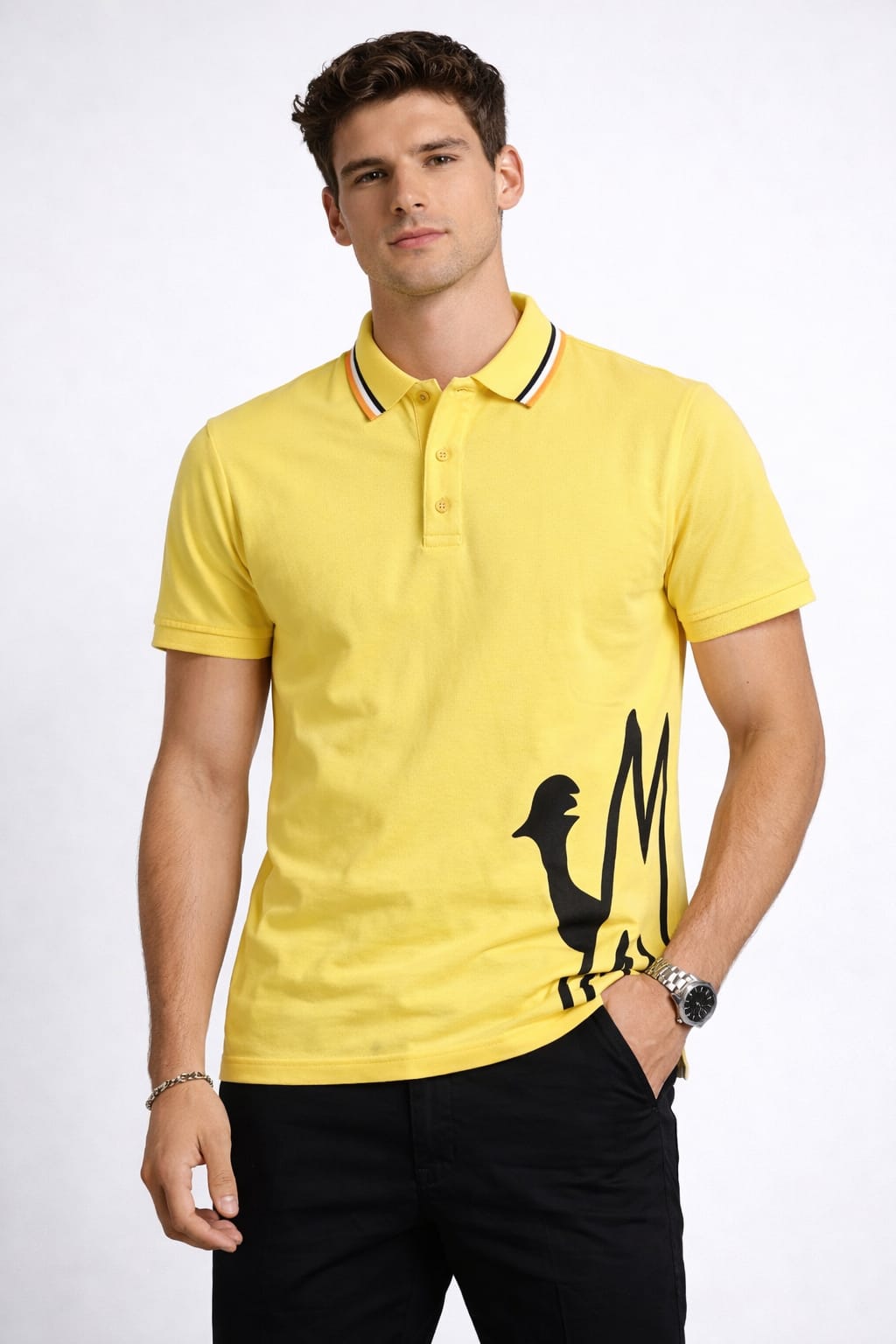 MONCLER Vivid Lemonade Artistic Fit Short Sleeve Piqué Polo Shirt