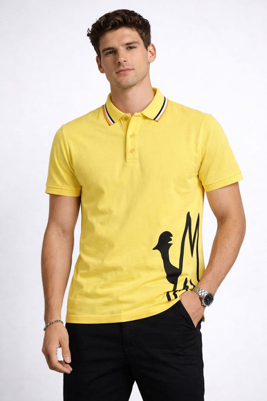 MONCLER Vivid Lemonade Artistic Fit Short Sleeve Piqué Polo Shirt