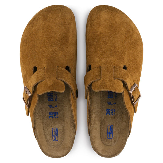BIRKENSTOCK Rustic Amber Soft Footbed Suede Clogs