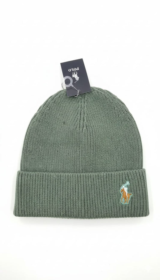 Polo Ralph Lauren Classic Ribbed Knit Beanie in Olive Green