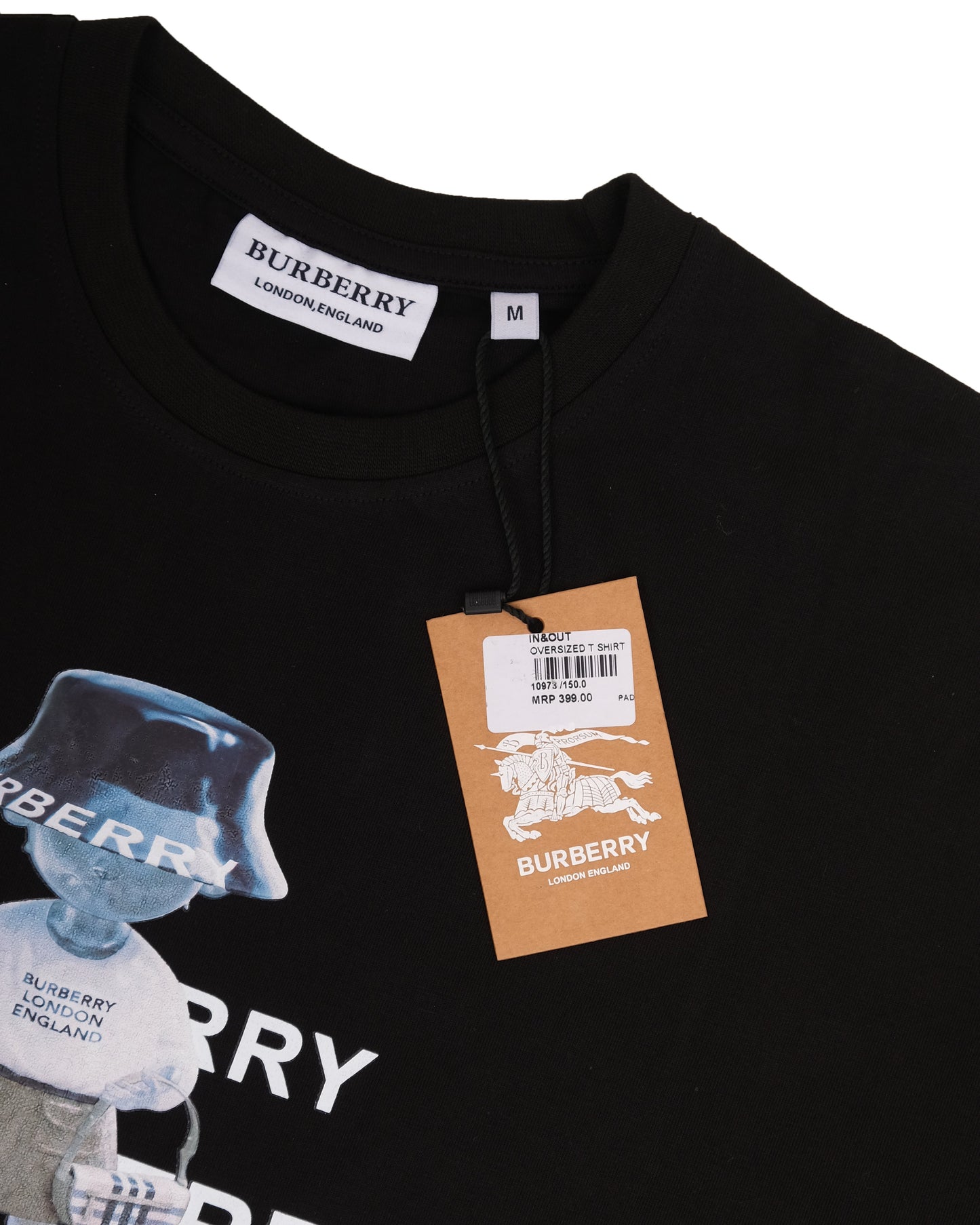 BURBERRY Black Cartoon Mascot Logo Print Short Sleeve T-shirt