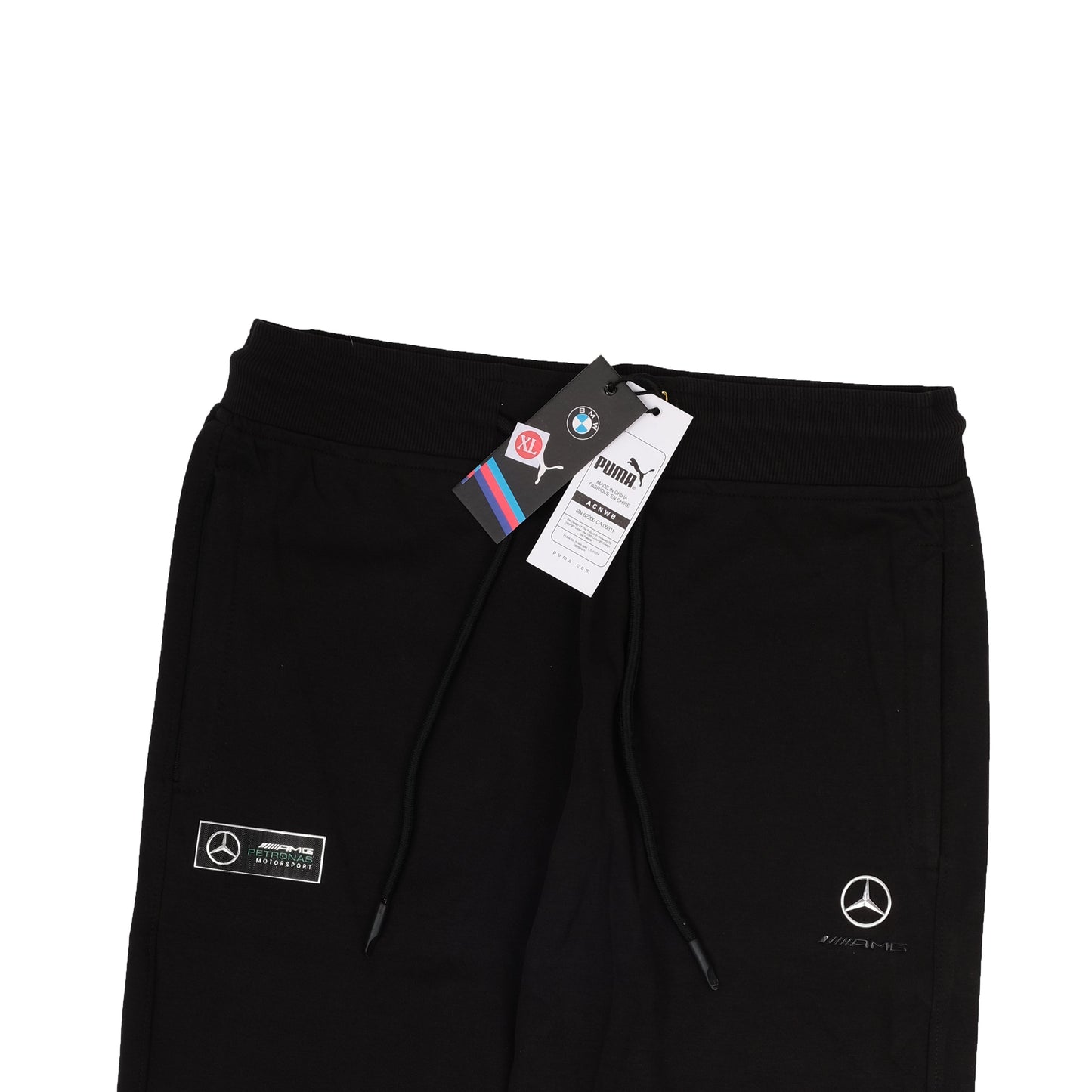 PUMA MERCEDES AMG Black Logo Patch Heritage Fleece Jogger Pants
