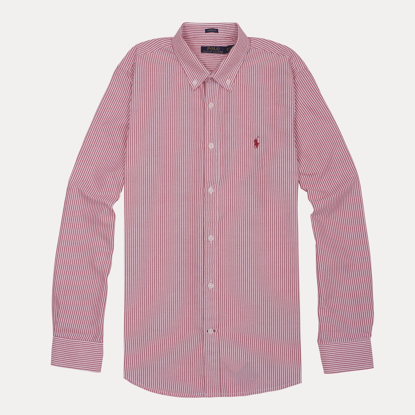 POLO RALPH LAUREN Radiant Crimson Classic Fit Long Sleeve Striped Button-Down Shirt