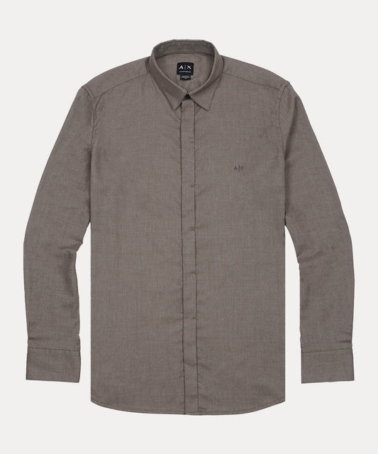 ARMANI EXCHANGE Rustic Ember Tailored Fit Long Sleeve Textured Button-Up Shirt
