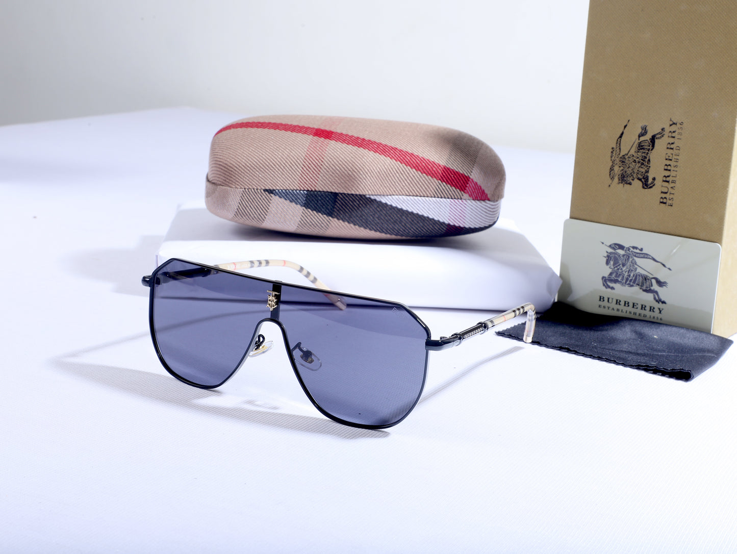 Burberry Oversized Shield Sunglasses with Signature Case