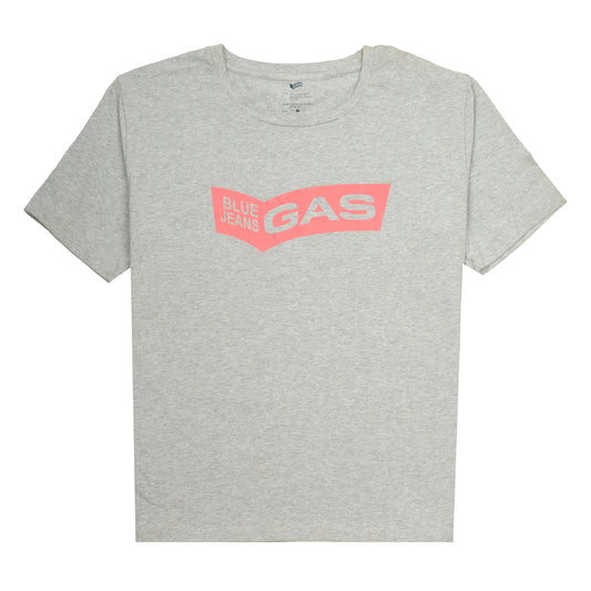 GAS Grey Casual Blue Jeans Logo Graphic T-Shirt