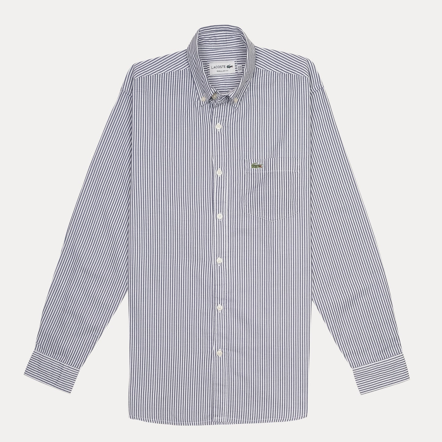 LACOSTE Oceanic Slate Tailored Fit Long Sleeve Striped Button-Up Shirt