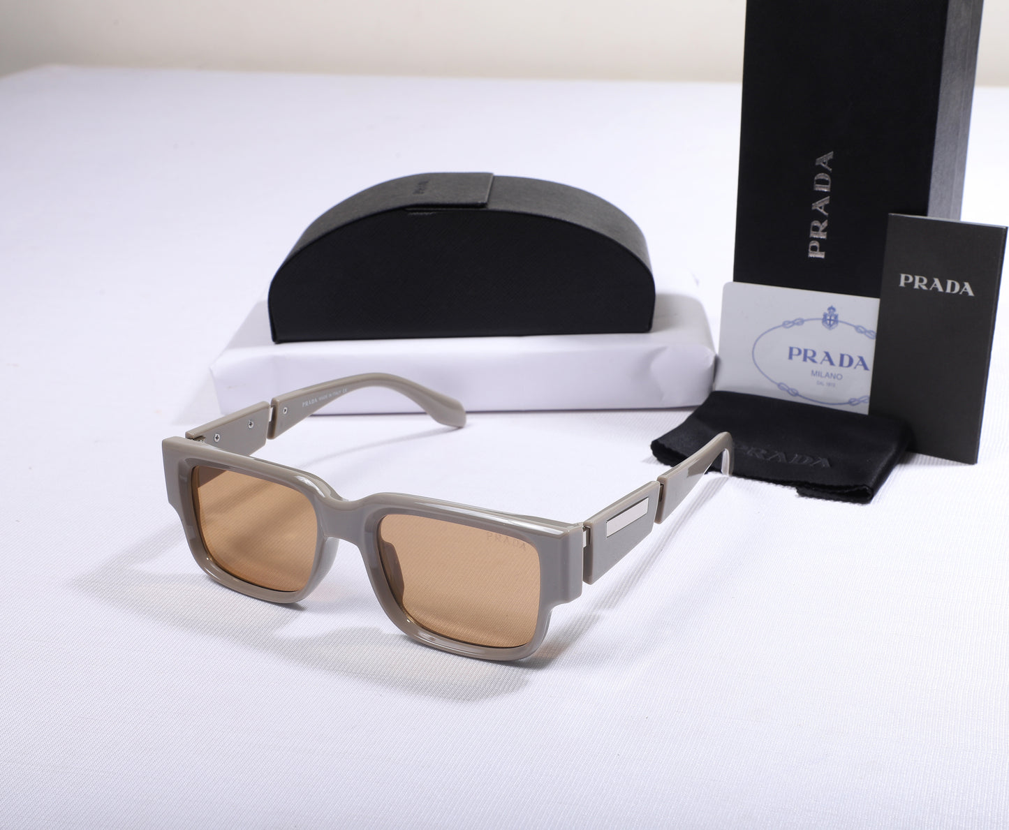 PRADA Oversized Square Sunglasses with Brown Lenses