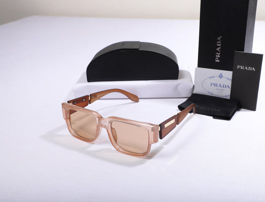 Prada Transparent Frame Sunglasses with Brown Temples