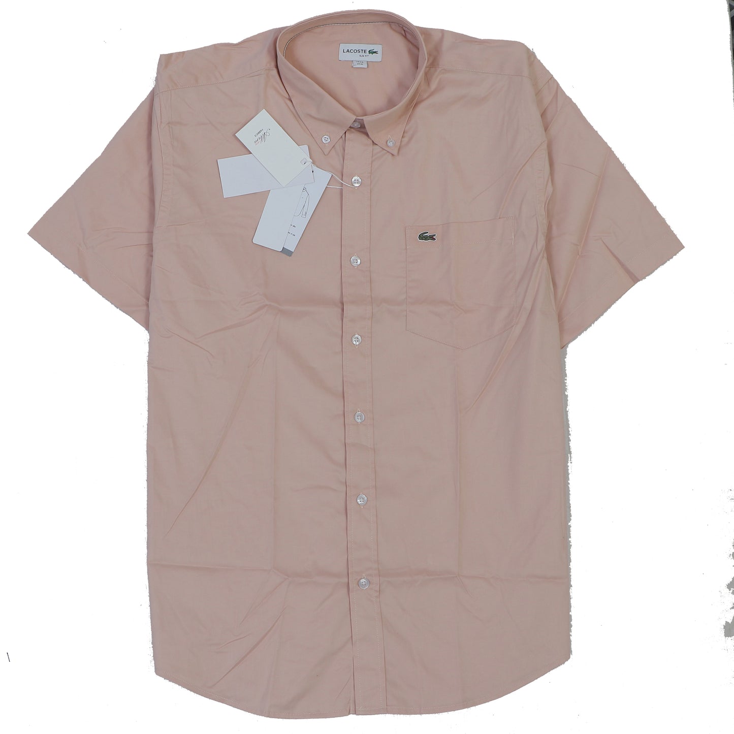 LACOSTE Blush Dawn Effortless Fit Short Sleeve Button-Up Shirt