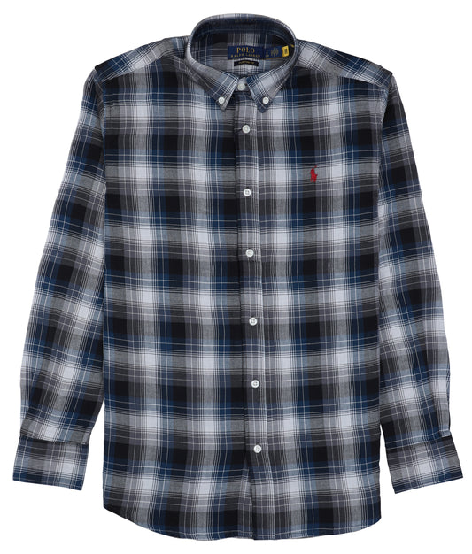 POLO Ethereal Azure Classic Fit Long Sleeve Plaid Button-Down Shirt