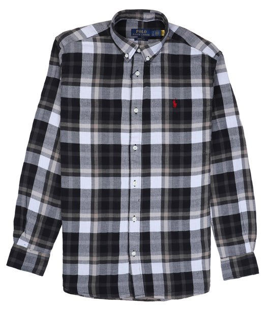 POLO RALPH LAUREN Shadow Slate Custom Fit Plaid Button-Up Shirt