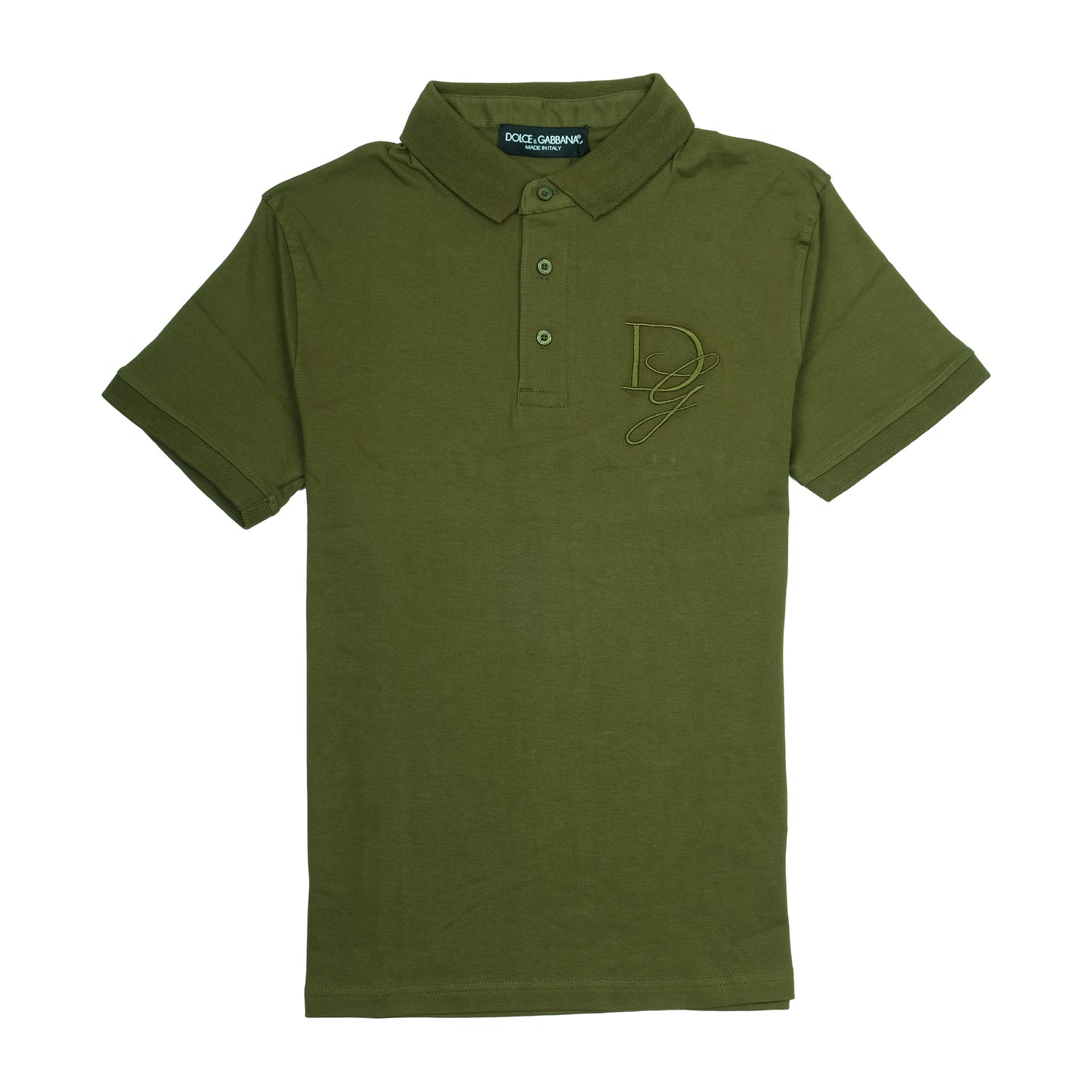 DOLCE&GABBANA Olive Green Classic Logo Polo Shirt