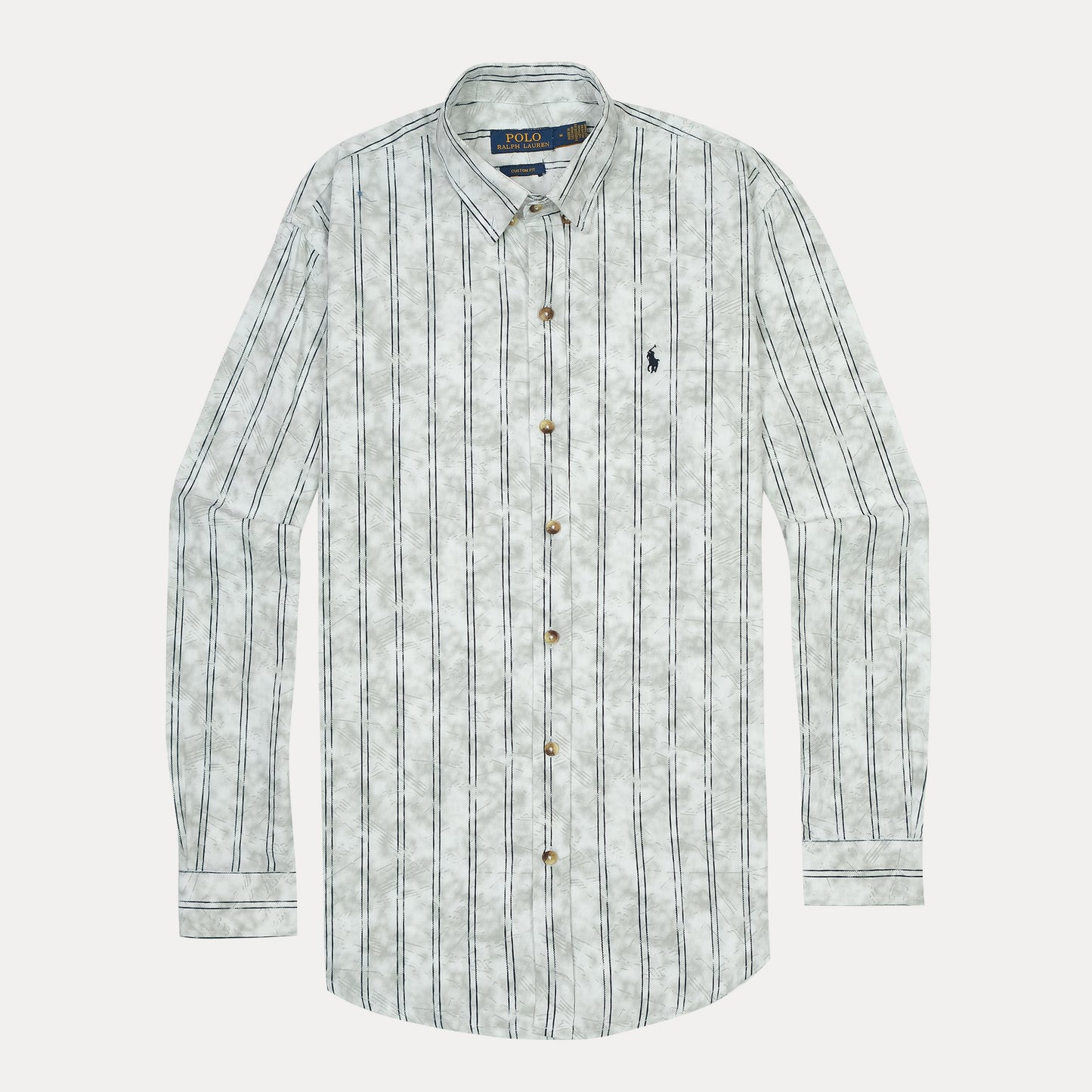 POLO Ethereal Silver Custom Fit Long Sleeve Button-Up Shirt